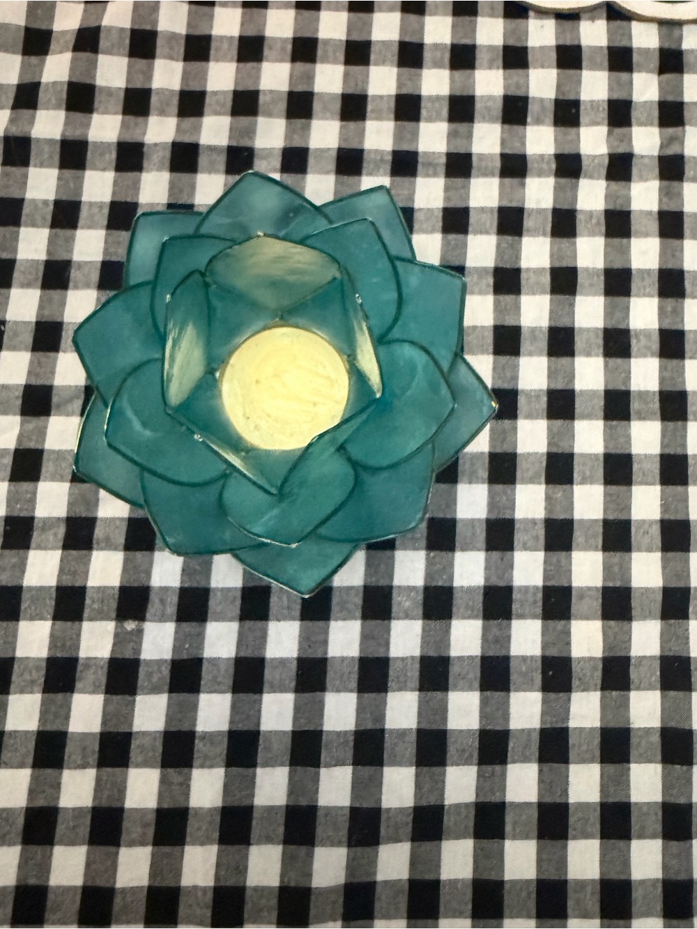 Cost Plus World Market Teal Lotus Capiz Candle Holder